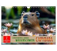 Calendar 2027 · US Version · Capybara - adorable large capybara | The gentle giant puts a smile on everyone's face · 12" × 8" Landscape · CALVENDO Wall Calendar