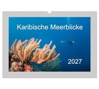 Calendar 2027 · US Version · Caribbean sea views | Fascination Caribbean underwater world · turquoise water and a fantastic and… · 17" × 12" Landscape · CALVENDO Wall Calendar