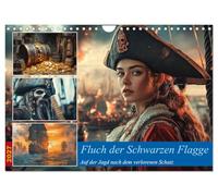 Calendar 2027 · US Version · Curse of the black flag | When an ancient curse descends upon the seas, a fearless pirate crew sets out… · 12" × 8" Landscape · CALVENDO Wall Calendar