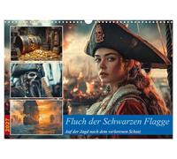 Calendar 2027 · US Version · Curse of the black flag | When an ancient curse descends upon the seas, a fearless pirate crew sets out… · 17" × 12" Landscape · CALVENDO Wall Calendar