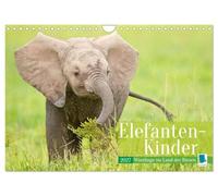 Calendar 2027 · US Version · Elephant children: Tiny creatures in the land | of giants · African elephant babies play in the protection of their herd · 12" × 8" Landscape · CALVENDO Wall Calendar