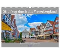 Calendar 2027 · US Version · Foray through the Weserbergland | Pure nature, culture and half-timbered houses come together along the Weser… · 17" × 12" Landscape · CALVENDO Wall Calendar