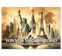 Calendar 2027 · US Version · From New York to Tokyo - an AI calendar for | globetrotters · A trip around the world in brushstrokes · 12" × 8" Landscape · CALVENDO Wall Calendar