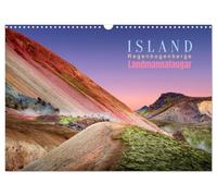 Calendar 2027 · US Version · Iceland, Landmannalaugar: Rainbow Mountains | Volcanoes, colors, dom · 17" × 12" Landscape · CALVENDO Wall Calendar