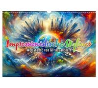 Calendar 2027 · US Version · Impressionistic skylines - world cities | visualized by AI · AI art: a new wonder every month · 17" × 12" Landscape · CALVENDO Wall Calendar