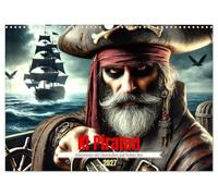Calendar 2027 · US Version · KI Pirates - Pirate adventures on the high | seas · Pirates and their lives on the high seas · 17" × 12" Landscape · CALVENDO Wall Calendar