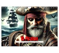 Calendar 2027 · US Version · KI Pirates - Pirate adventures on the high | seas · Pirates and their lives on the high seas · 12" × 8" Landscape · CALVENDO Wall Calendar
