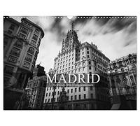 Calendar 2027 · US Version · Madrid - black and white impressions | Come with us on a trip to the Spanish metropolis of Madrid · 17" × 12" Landscape · CALVENDO Wall Calendar