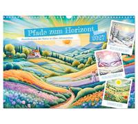 Calendar 2027 · US Version · Paths to the horizon - pastel dreams of nature | in all seasons · Between fields, meadows and hidden wonders · 17" × 12" Landscape · CALVENDO Wall Calendar