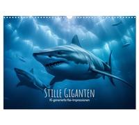 Calendar 2027 · US Version · Silent giants - AI-generated shark impressions | Sharks · A highlight every month · 17" × 12" Landscape · CALVENDO Wall Calendar