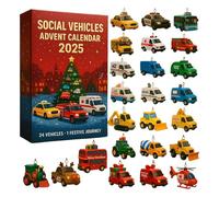 Calendar Advent 2025, 2D Acrylic Cars Themed Countdown Gift for Boys Girls & Kids, Transportation Hanging Ornaments Gifts for Xmas Tree Party Decor