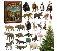 Calendar Advent,24 Days Christmas Holiday Countdown - 2D Flat Acrylic Animal Collectible Ornaments for Daily Family Activity Home Classroom Holiday School