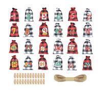 Calendar Advent Bags, Christmas Advent 24-Day Glowing, Empty Party Favor Drawstring Bags, for Family Friends Candy Toys Snacks Party Favors Wedding Birthday