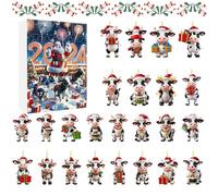 Calendar Advent Jewellery - 24 Doors Hanging Cow Decoration Countdown Calendar, 2D Acrylic Holiday Pendant for Teachers, Community Members, Family Bonding, Classroom, Teenagers, School Events