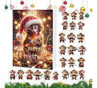 Calendar Advent Ornament Acrylic Ornament - 24 Pieces Decoration Counting Christmas 2D Style Car Decorations for Office Home Birthday Decorative Holidays