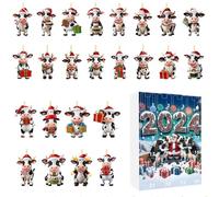 Calendar Advent Ornaments - 24 Days Cow Ornament Calendar Advent for Christmas,2D Acrylic Pendants for Activity Coordinators Home Holiday Organizers Family Bonding Community Members