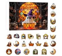 Calendar Advent - Reading Book Ornaments for Adults, 24 Days Countdown to Halloween, Flat Acrylic Spooky Ghost, Daily Family Activity for Classroom, Kids, School, Party, Home, 10.63 Inches