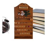Calendar Blocks Desk - A Reusable Date Display With Carving Hummingbird Perpetual Wooden | Desk Calendar | For Country Home Entrance Library Living Room Bedroom Int