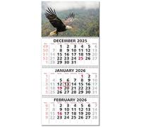 Calendar Company 2026 3 Month at a Glance Wall Calendar with Scenic Bald Eagle (FREE DATE SLIDE!) Made in the USA! (13_Eagle)