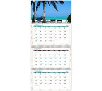 Calendar Company 2026 3 Month at a Glance Wall Calendar with Scenic Beach Image. Wire-O Binding. Made in the USA! (14Beach)