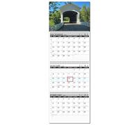 Calendar Company 2026 3 Month at a Glance Wall Calendar with Scenic Covered Bridge. (FREE RED DATE SLIDE!) Made in the USA! (12_CoveredBridge)