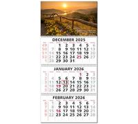 Calendar Company 2026 3 Month at a Glance Wall Calendar with Scenic Sunrise & Inspirational Quote (FREE RED DATE SLIDE!) Made in the USA! (13_Sunrise)