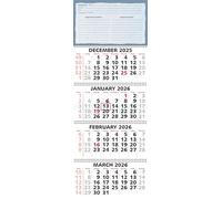 Calendar Company 2026 4 Month at a Glance Wall Calendar with Memo Lines for Notes (FREE RED DATE SLIDE!) Made in the USA! (134_Notes26)