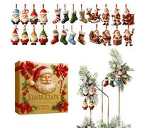 Calendar de cuenta regresiva de Navidad - Ornament 2D acrílico Santa, 24 días de colgantes Calendar de adviento para la fiesta de invierno Home Decoration interior