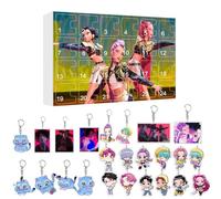 Calendar de Démon 2025 Includes 24 keychains- Unique Collection of Characters Rumi, Mira and Zoey in Acrylic - Ideal for fans of anime and pop culture - Gift for children - Decoration d'Ha