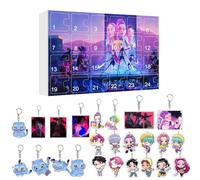 Calendar de Démon 2025 Includes 24 keychains- Unique Collection of Characters Rumi, Mira and Zoey in Acrylic - Ideal for fans of anime and pop culture - Gift for children - Decoration d'Ha