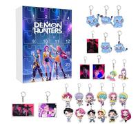 Calendar de Démon 2025 Includes 24 keychains- Unique Collection of Characters Rumi, Mira and Zoey in Acrylic - Ideal for fans of anime and pop culture - Gift for children - Decoration d'Ha