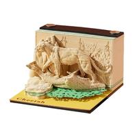 Calendar Desk 3D Ancient Series Paper Carving Sticky Notes For Recording Important Events Office Cubicle Decor(Cheetah)