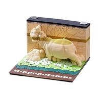 Calendar Desk 3D Ancient Series Paper Carving Sticky Notes For Recording Important Events Office Cubicle Decor(Hippo)