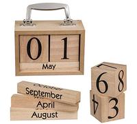calendar months date blocks blue natural wooden coloured suitcase shaped perpetual desk block home planner office day desktop decoration small wall wood view three year display six month