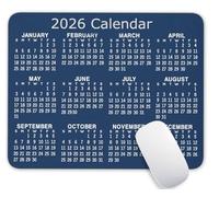 Calendar Mouse Pad, 2026 Blue Calendar Horizontal Edition Gaming Mouse Mat with Custom Design, Non-Slip Rubber Base MousePads for Office Home Laptop Travel, 9.5"x7.9"x0.12" Inch