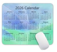 Calendar Mouse Pad, 2026 Geometric Calendar Horizontal Edition Gaming Mouse Mat with Custom Design, Non-Slip Rubber Base MousePads for Office Home Laptop Travel, 9.5"x7.9"x0.12" Inch