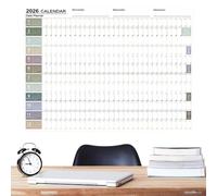 Calendar Planner 2026 | Large Format Planner Diary 74 x 51 cm with Tips Labels, Annual Wall Calendar, for Studies, Household Tasks, Sports, Work, Holidays