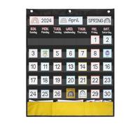 Calendar Pocket Chart with 89 Cards, Teaching Calendar, 20.07x23.62In Classroom Wall Pocket Chart for Learning Teaching Resources Monthly