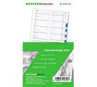 Calendar Replacement Insert 2024 - for Pocket Planner Type 530-8.8 x 15.2 cm - 1 Month on 2 Pages - Register Cut - Separate Address Book - Notebook - 530-6198