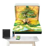 Calendar,Tree House Time Piece Calendar 2025 - Colorful Cute Memo Artsy Pad Calendar with Light, Paper Sculpture Art Craft for Notes Taking, Decorative Ornament