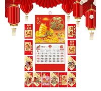 Calendar Wall Chinese 2026 - Chinese Traditional With 12 Red Envelopes, 12 Month Calendar Wall Mount For Dining Room, Living Room Bedroom | Year Of The Horse Lunar Decor For Adults Kids Students