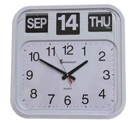 Ravencourt Large Flip Calendar Wall Clock, For Offices Or Public Sector, Stylish, Easy Read, High Contrast Clock Face, size 42cm x 44cm c 10cm, White