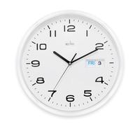 Calendar Wall Clock, White, 32cm Diameter