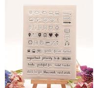 Calendar Weather Label Planner Pattern Clear Stamps Silicone Stamp Sentiment,Journal Greetings Words Transparent Seal Stamps for Holiday Card Making Decoration DIY Scrapbooking Album DIY Crafts