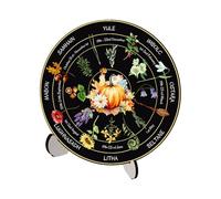 Calendar Wheel Table Ornament Witch Sign Celestial Sign - Wooden Vintage Handmade Home Space With The Versatile And St Decor With Stand For Kitchen, Beginners, Shop, Restaurant, Tabletop
