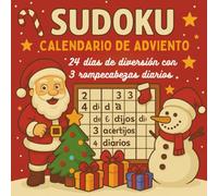 Calendario de Adviento Sudoku: 24 días de diversión con 3 acertijos diarios para adolescentes, adultos y personas mayores