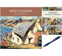 calendars West Country Poster Art 2026 Wire-o Wall with National Railway Museum, Vintage Railway Posters A5 Diary 2026 + Diary Pen