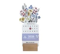 Calendrier De Bureau Floral - Planificateur Mensuel Design Fleurs | Calendrier Décoratif Pour Table, Comptoir, Bureau, Bibliothèque, Chambre, Fenêtre, Cheminée, Organisation Et Décoration