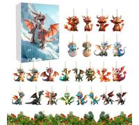 Calendrier de compte à rebours de Noël - Calendriier compte à rebourrs des fêtes | Pendentif dinosaure en acrylique 2D pour sapin de Noël | Calendrier de comptte à rebours saisonnier | Décoration de s