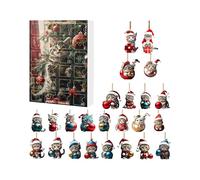 Calendrier De Compte A Rebours Noel 24 Jours Ornements Chats 2D En Acrylique - 10.63 x 7.09 pouces Calendrier de l'Jouet de Noë | Pendentif de Noël Mignon pour Femme Sœur Amie Enfant Fille
